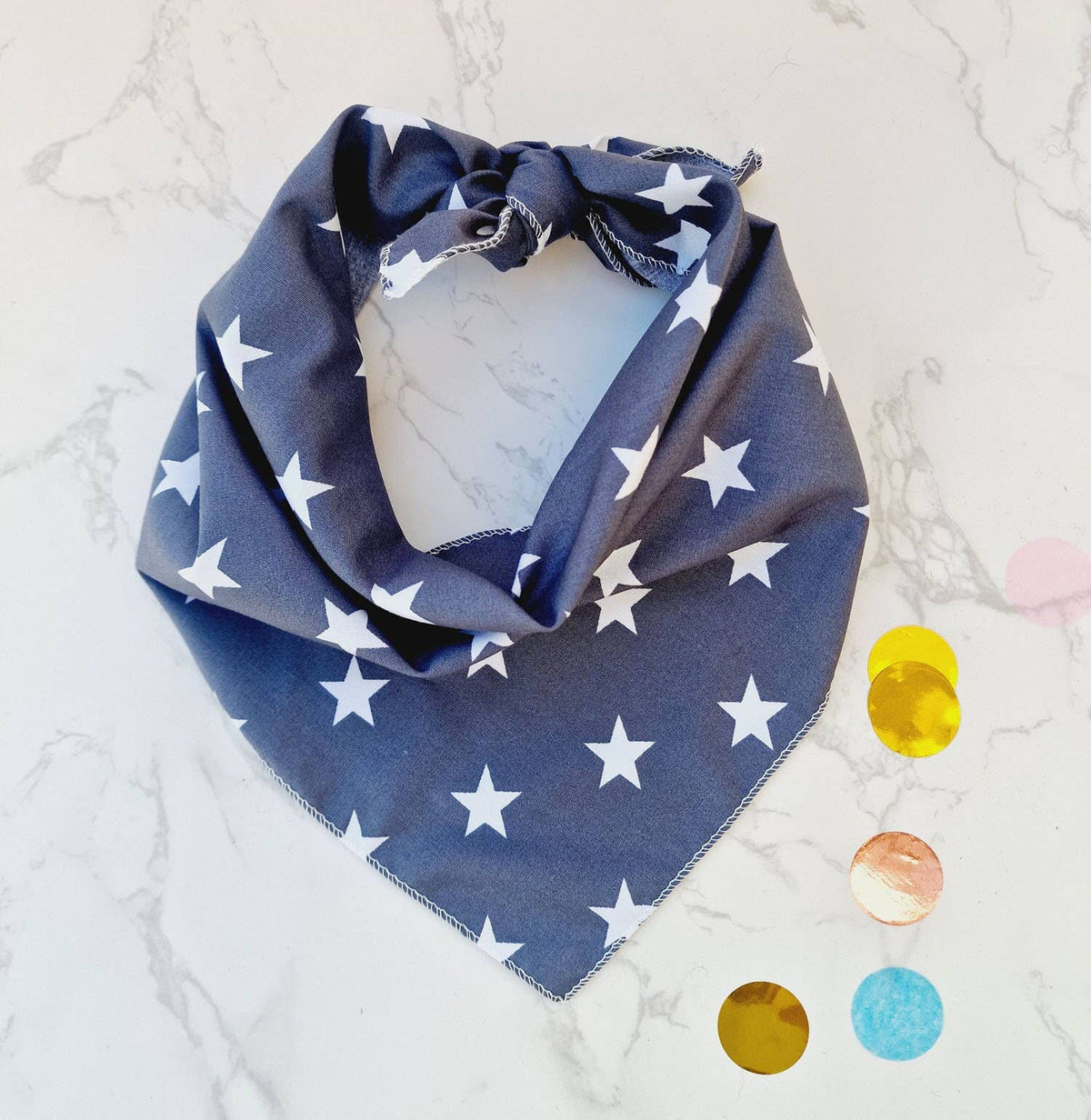 Grey Star Puppy Dog Tie on Bandana - Handmade