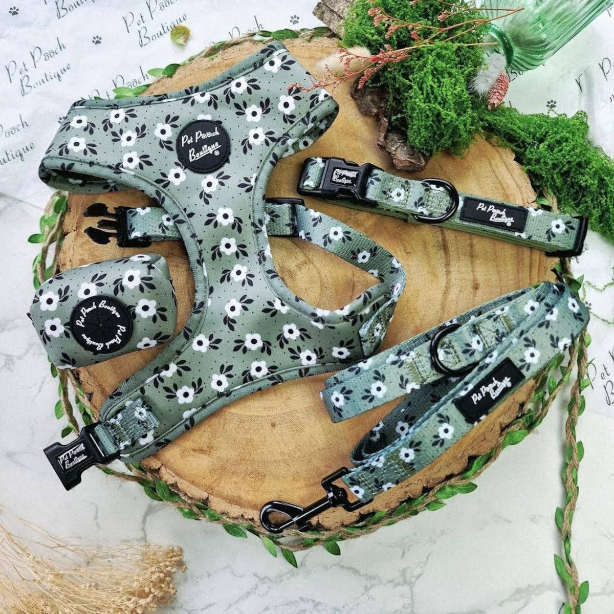 Green Meadow Daisy Detachable Flower Dog Collar Accessory