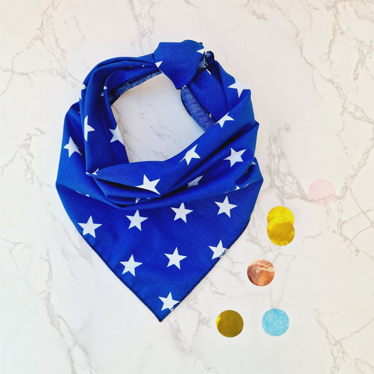 Blue Star Puppy Dog Tie on Bandana - Handmade