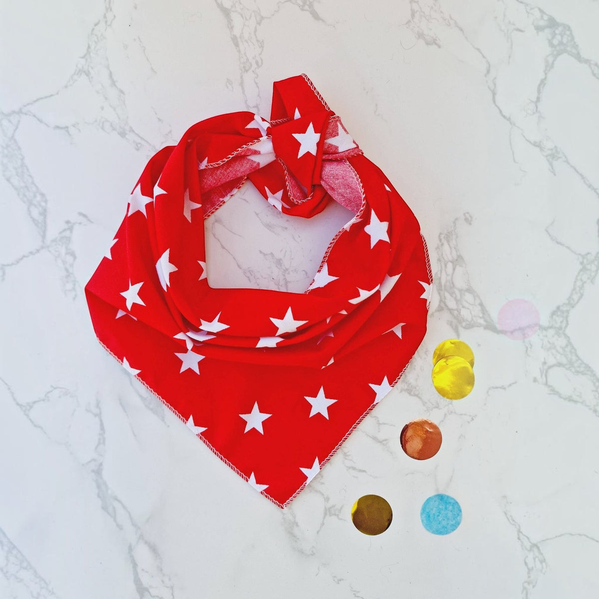RED Star Puppy / Dog Tie on Bandana - Handmade
