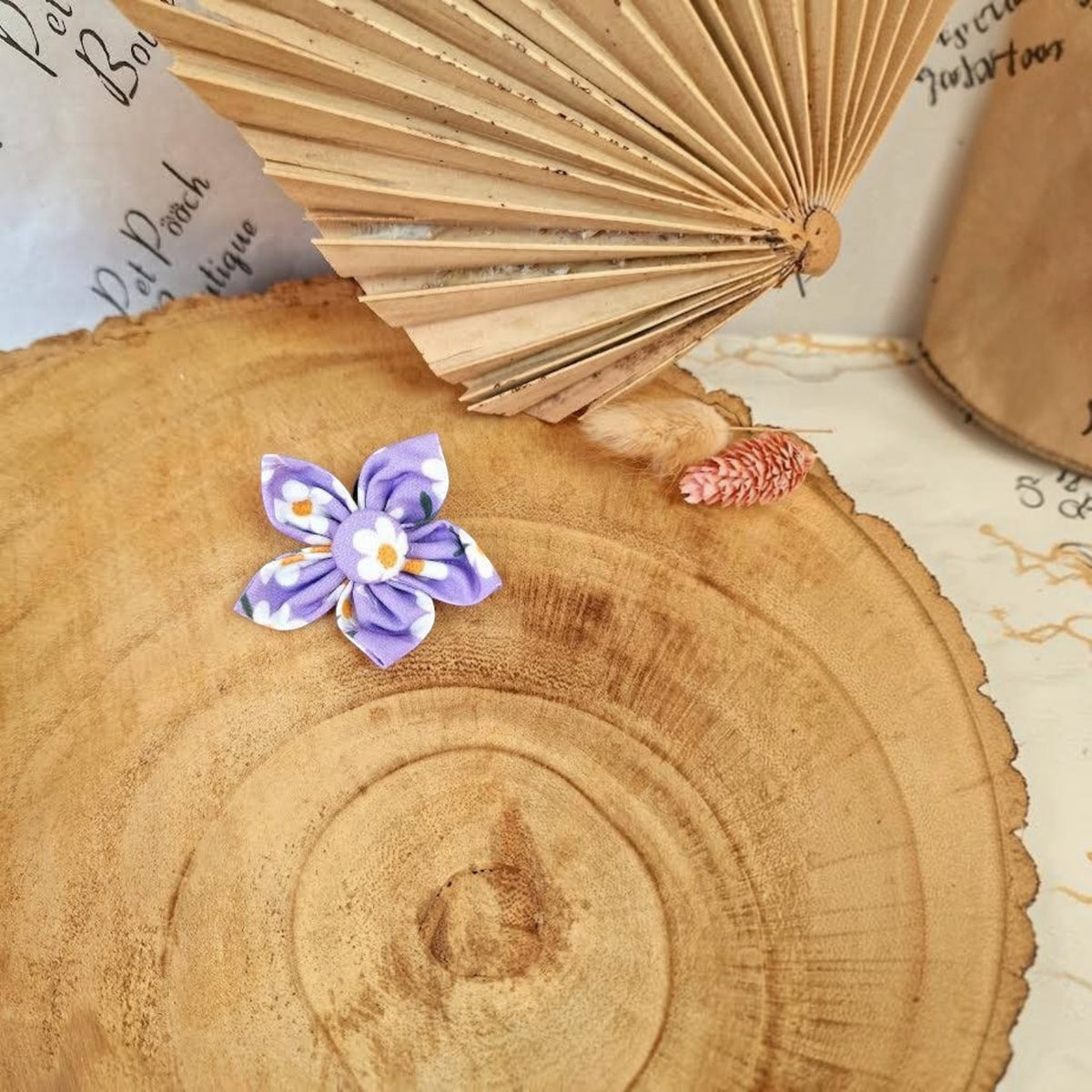 Lucky Little Lavender Daisies Flower Dog Collar Accessory