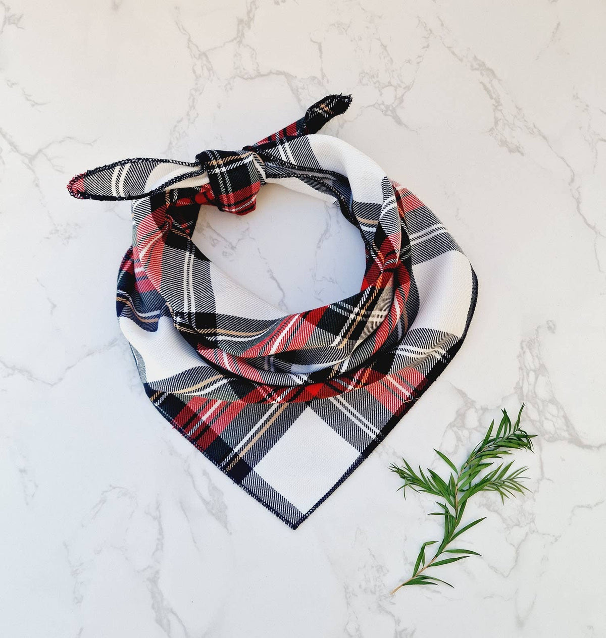 Alfies Red & White Tartan Plaid Puppy Dog Bandana - Handmade