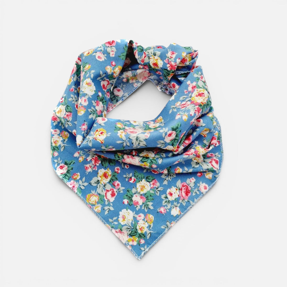 Country Blue Vintage Floral Puppy Dog Bandana- Handmade