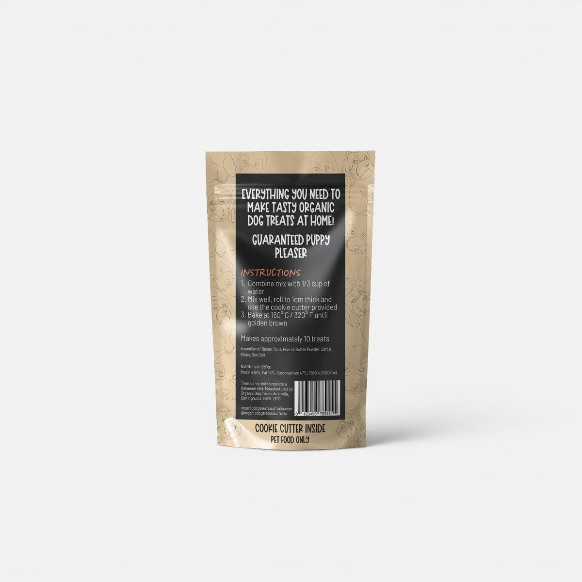Organic 'Choc' Chip & Peanut Butter Dog Treat Packet Mix