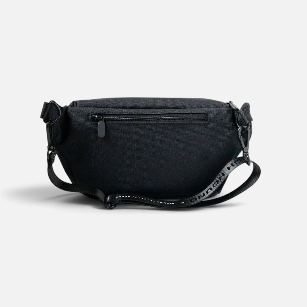 The Dog Emporium black canvas waist and cross body bag with adjustable logo strap and rear zipper pocket