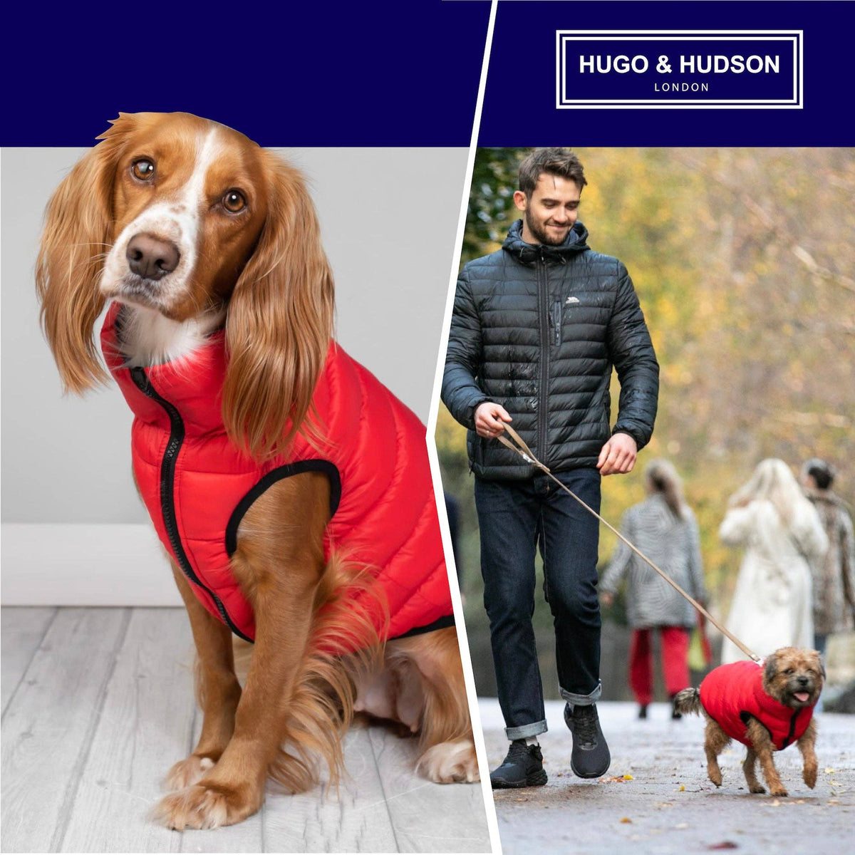 Reversible Dog Puffer Jacket - Red and Navy