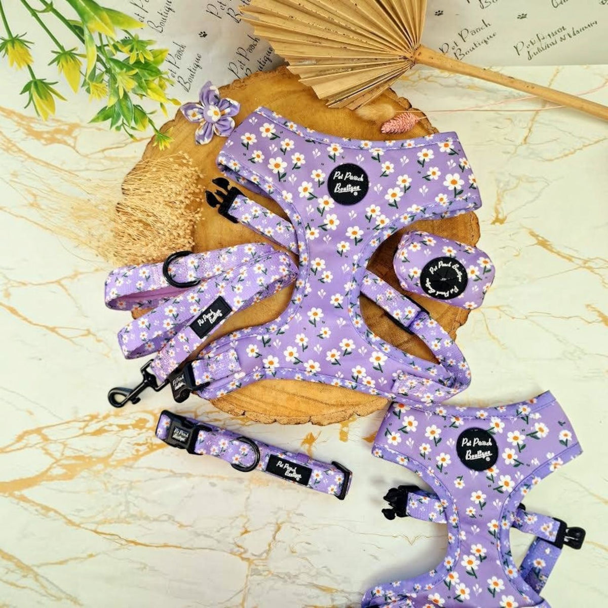 Lucky Little Lavender Daisies Flower Dog Collar Accessory
