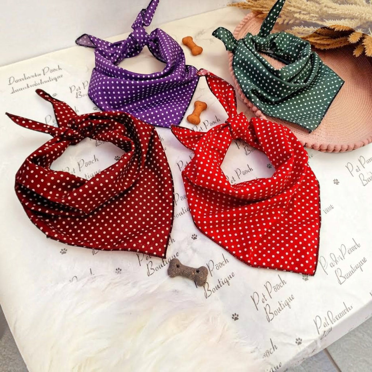 Olde English Red Polka Dot Dog Bandana (classic) - Handmade