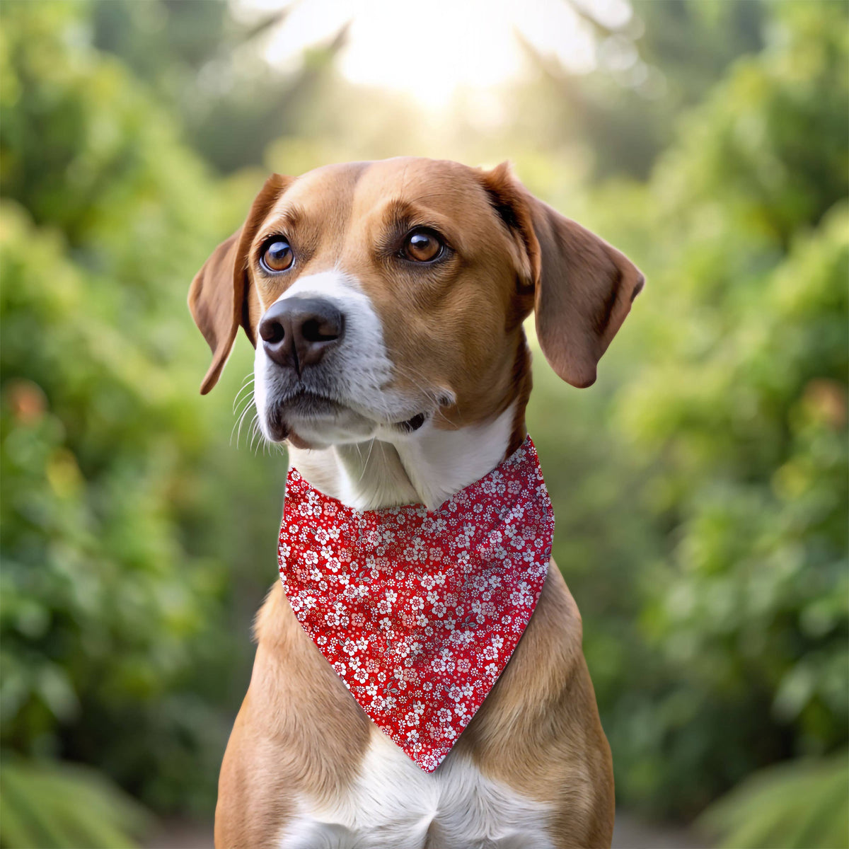 Rooster Red Floral Dog Bandana (Flower) - Handmade