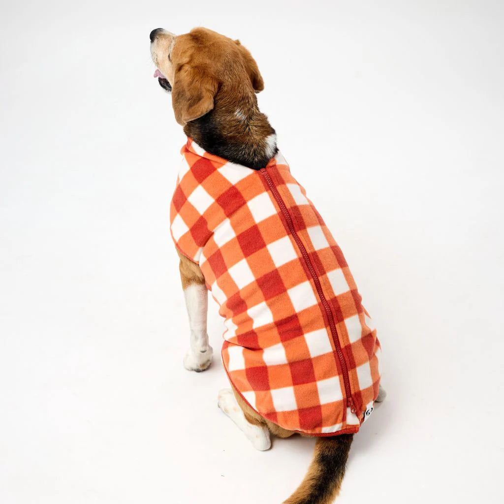 The Floofy Fleece - Orange Gingham