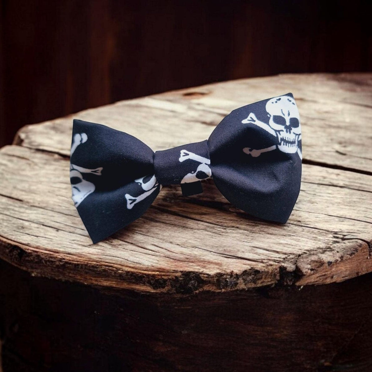 Black Skulls Dog Bow Tie  (UK handmade - halloween)