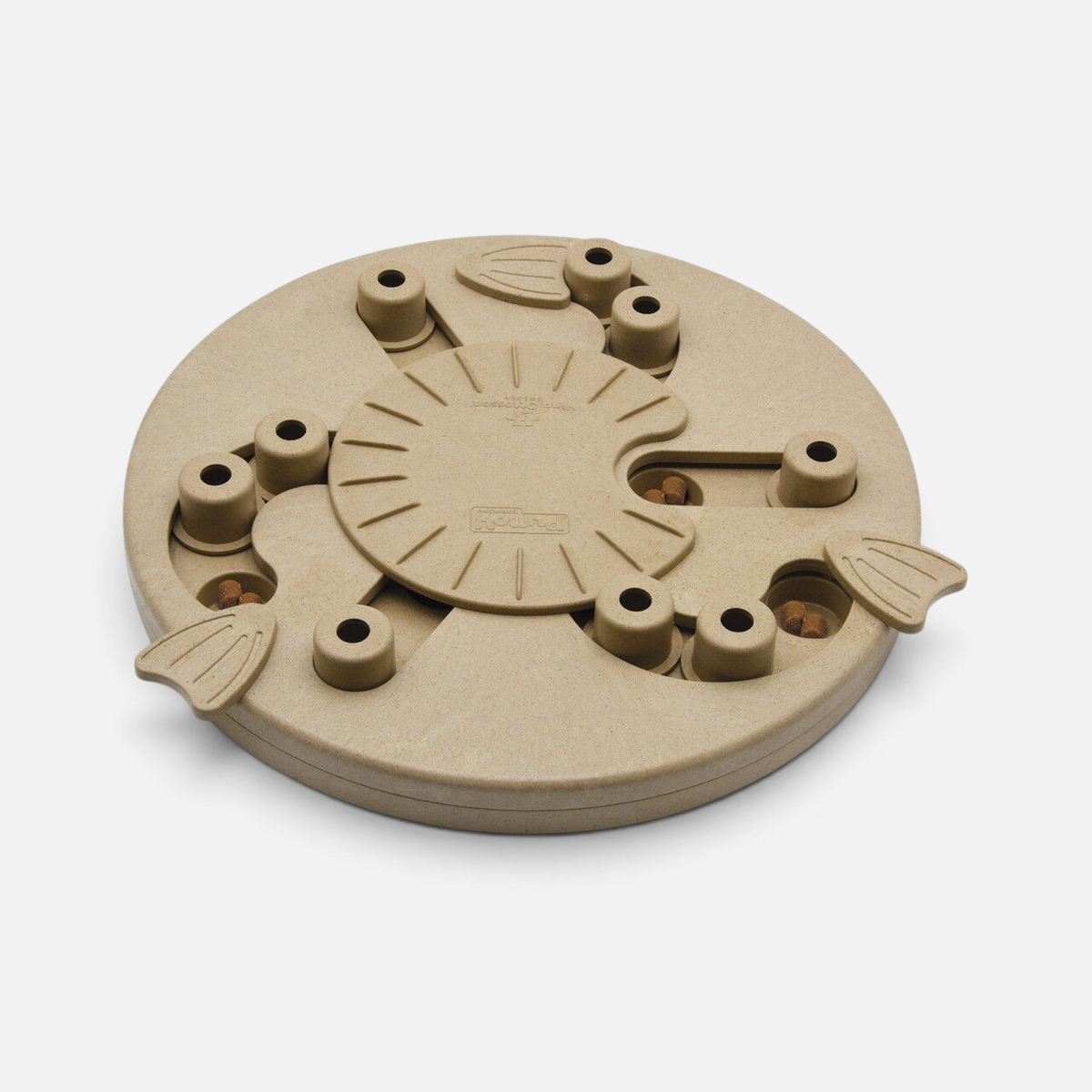 The Dog Emporium Nina Ottosson Dog Worker tan composite puzzle toy with sliding compartments for treat training