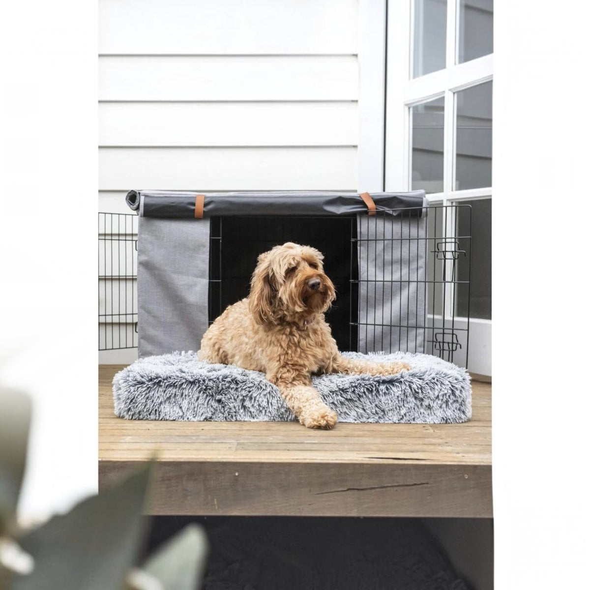 Superior Pet Calming Crate Dog Mat Topper Water-Resistant Dove Grey