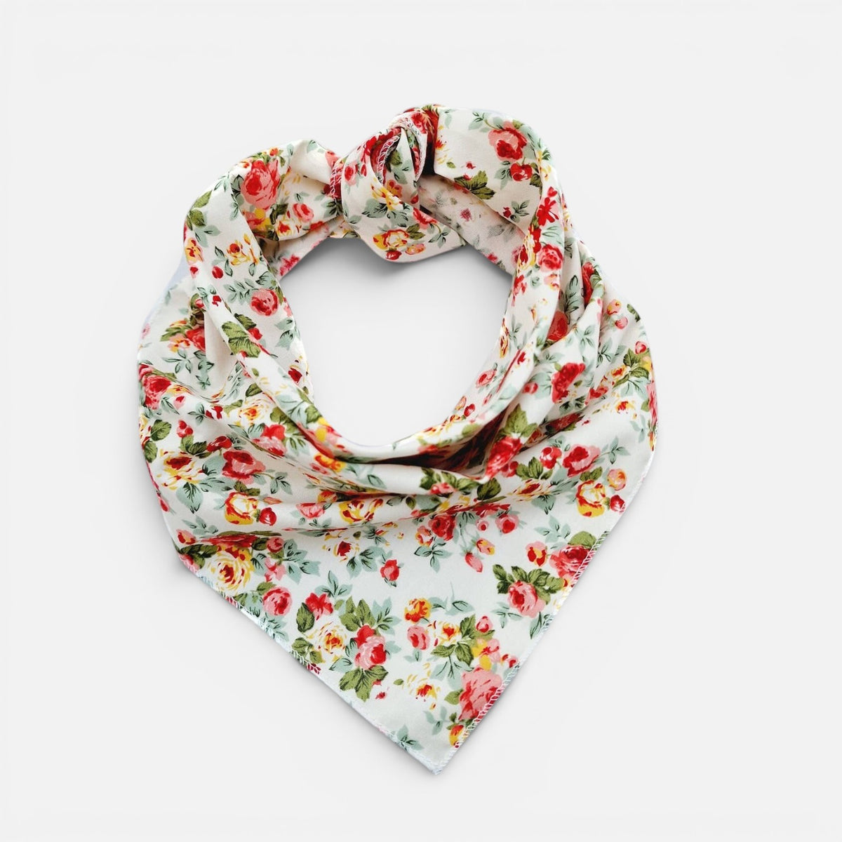 Cream Vintage Floral Puppy Dog Bandana- Handmade
