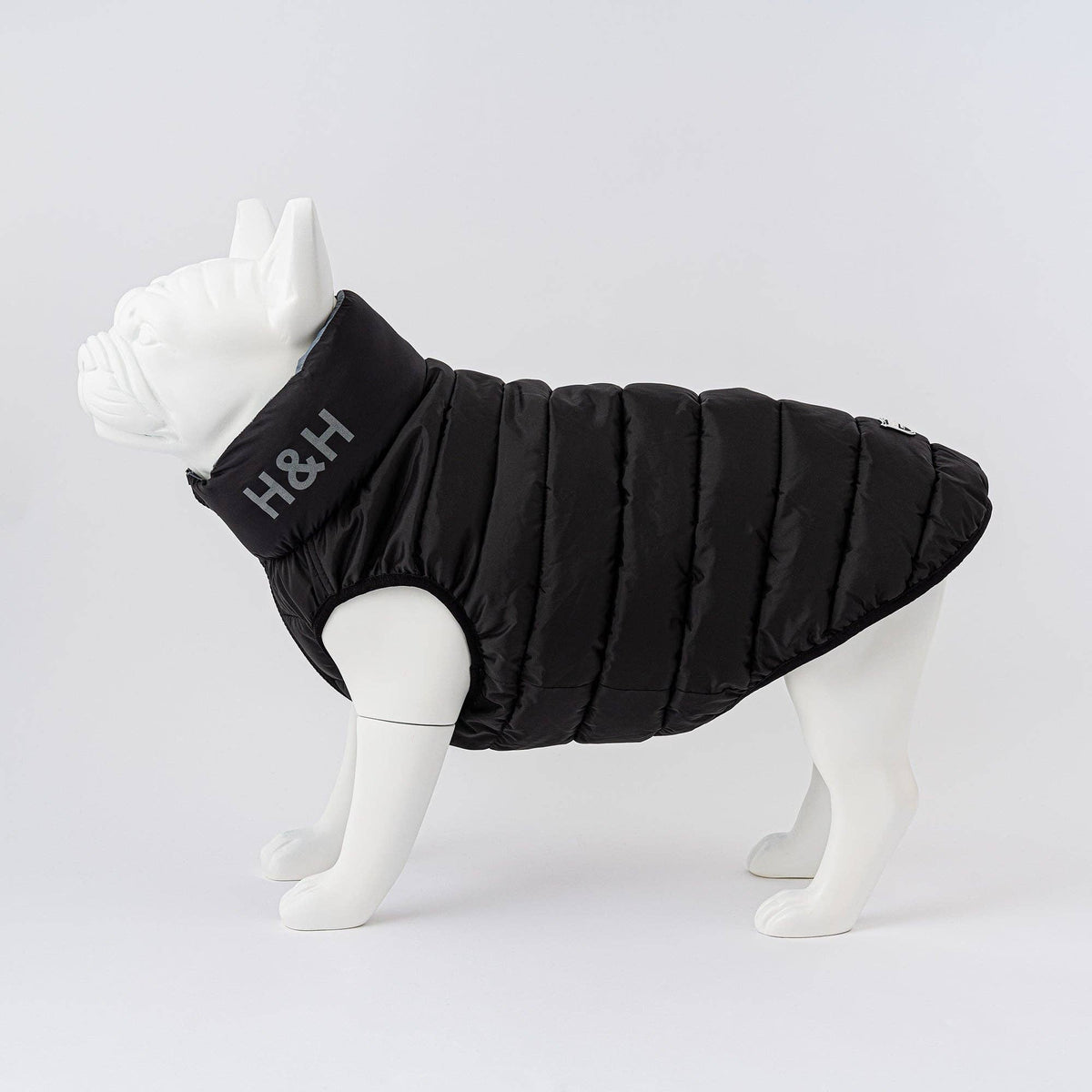 Reversible Dog Puffer Jacket - Black and Grey