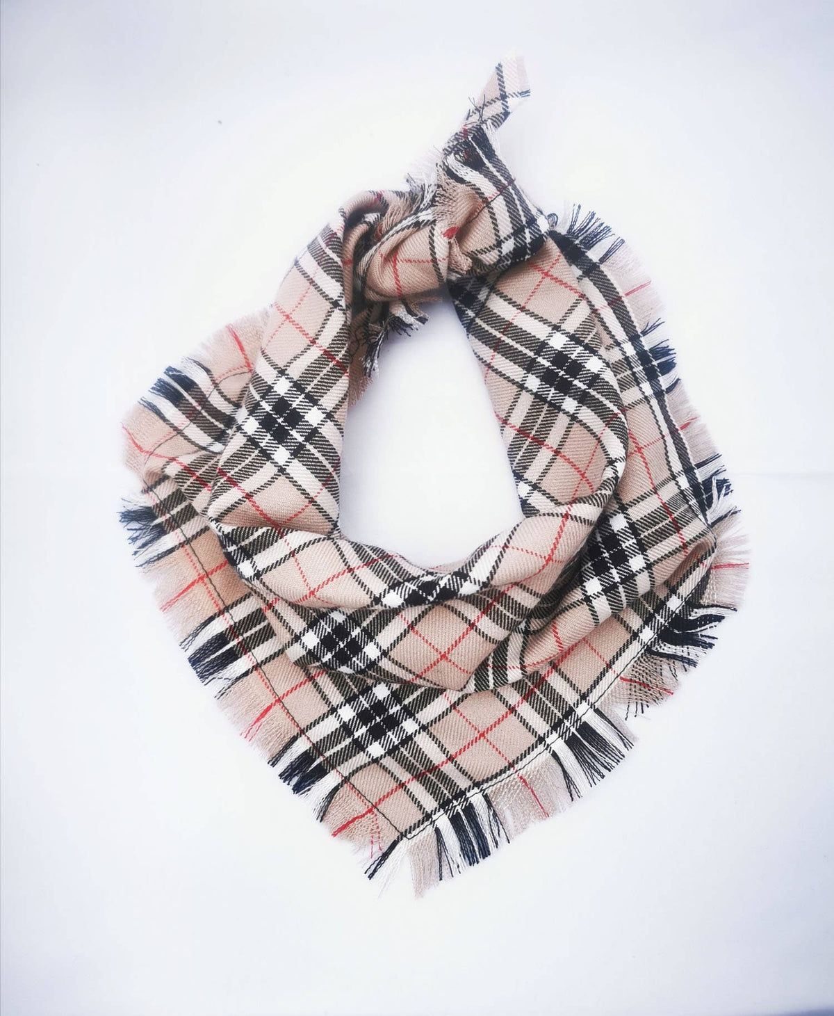Frayed Barkberry Plaid Check Dog Bandana - Handmade