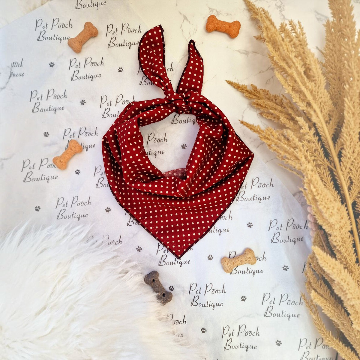 Olde English Red Polka Dot Dog Bandana (classic) - Handmade