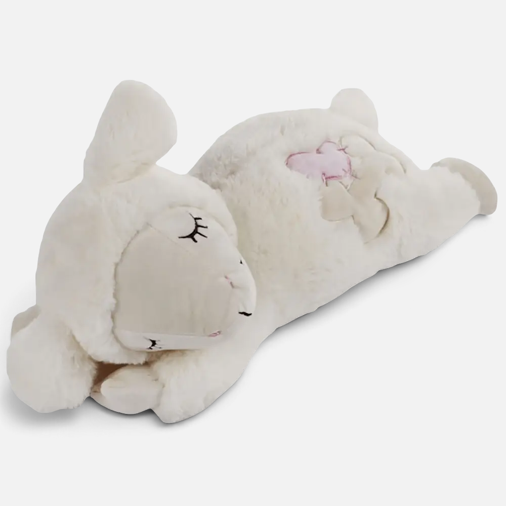 The Dog Emporium Little Buddy Heart Beat Sheep plush toy with soft white fur and a gentle heartbeat for puppy comfort