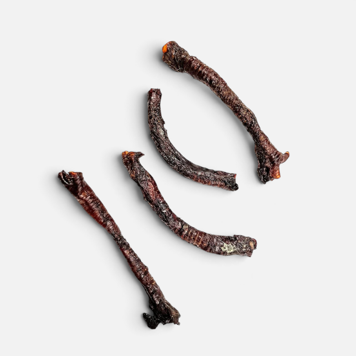 The Dog Emporium natural dried kangaroo trachea dog treats on a plain white background