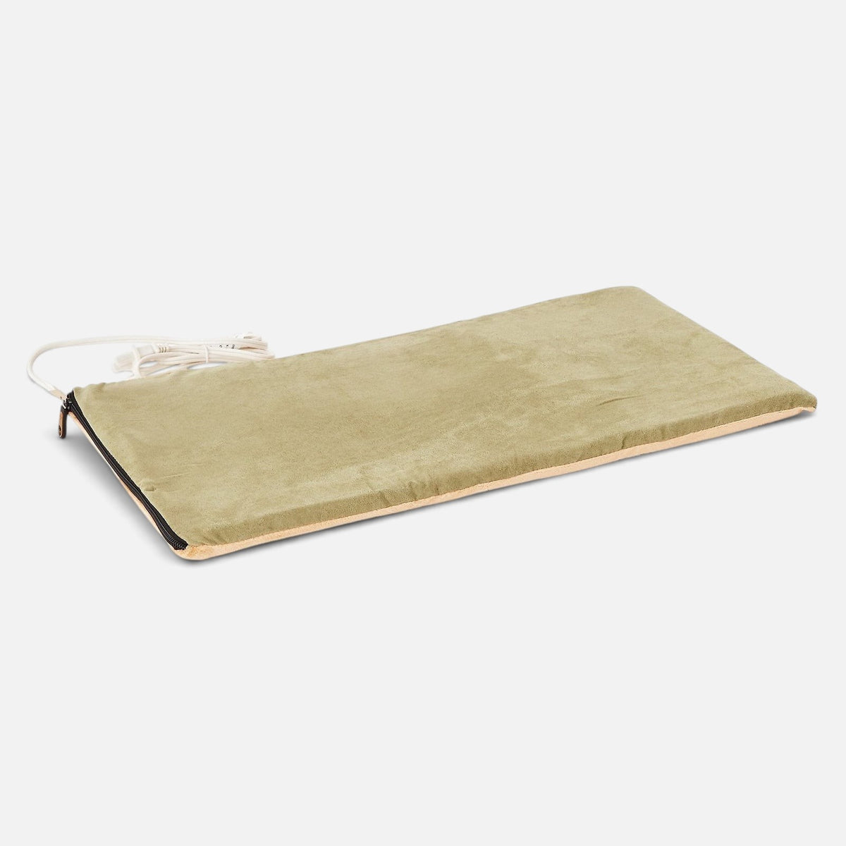 The Dog Emporium sage green heated pet mat with a soft plush cover for cats and small dogs
